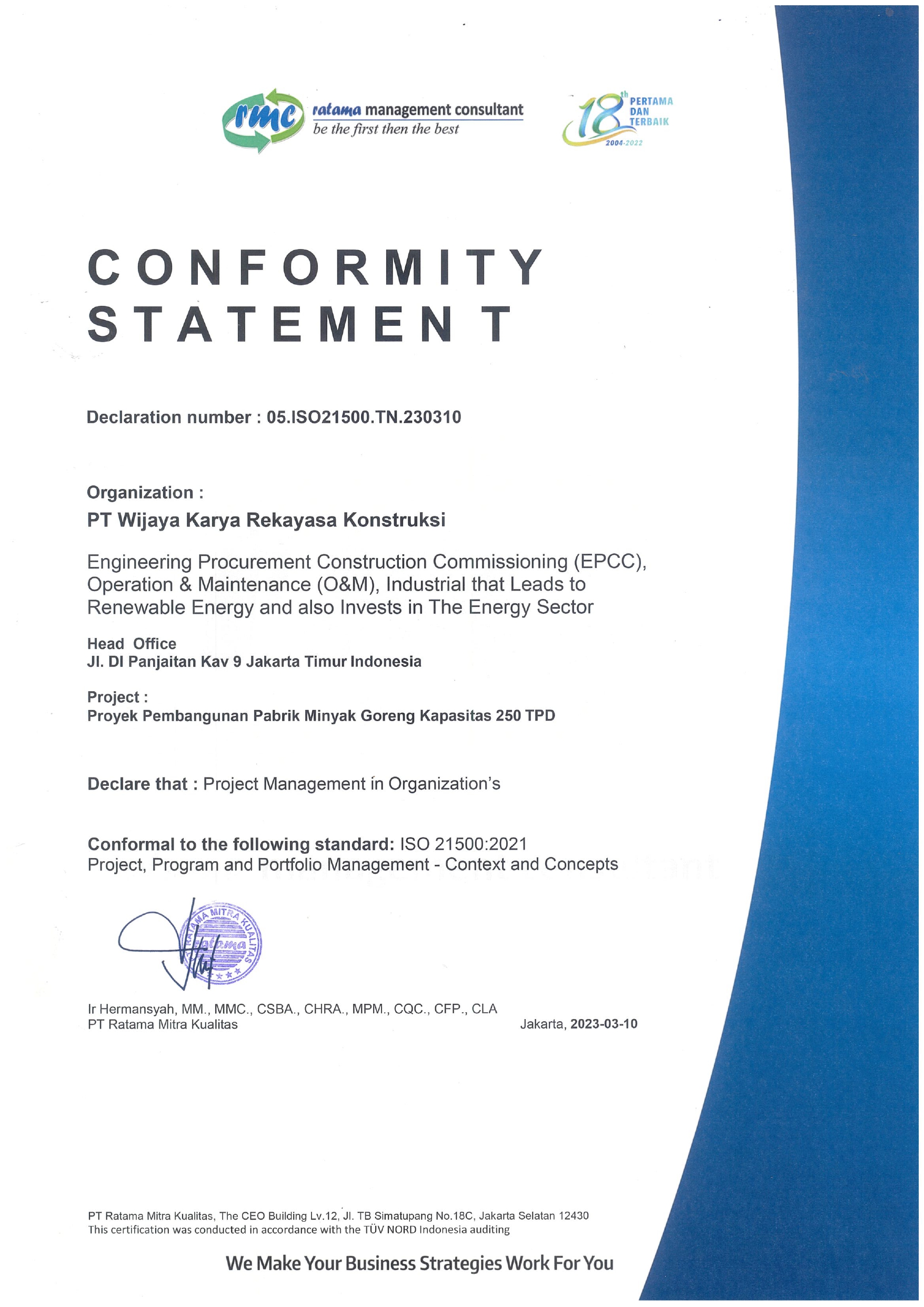 ISO 21500 Minyak Goreng